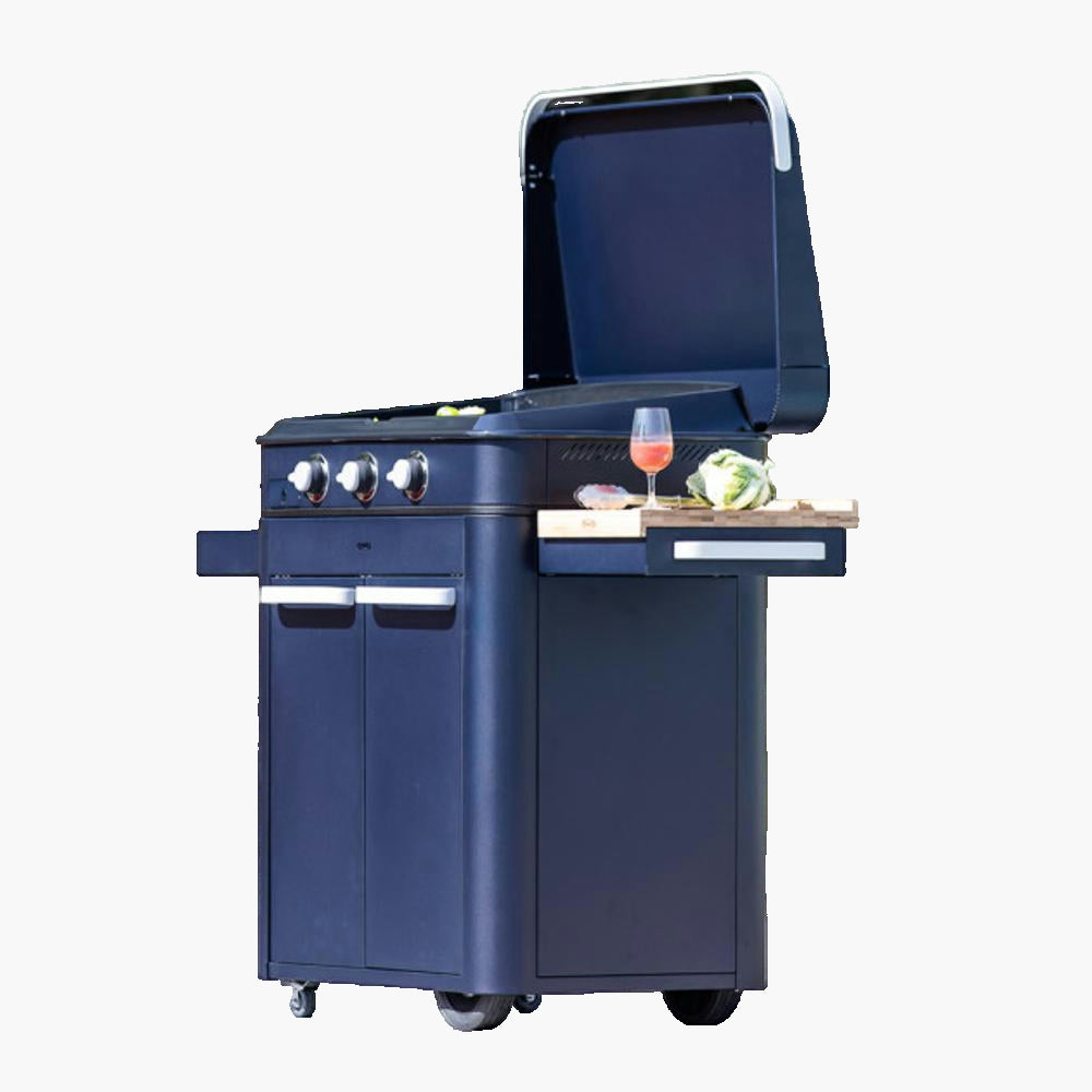 Plancha gaz fonte émaillée Eno 80 Enosign blue navy 3 brûleurs 70 x 40 ENO - Mathon - 2