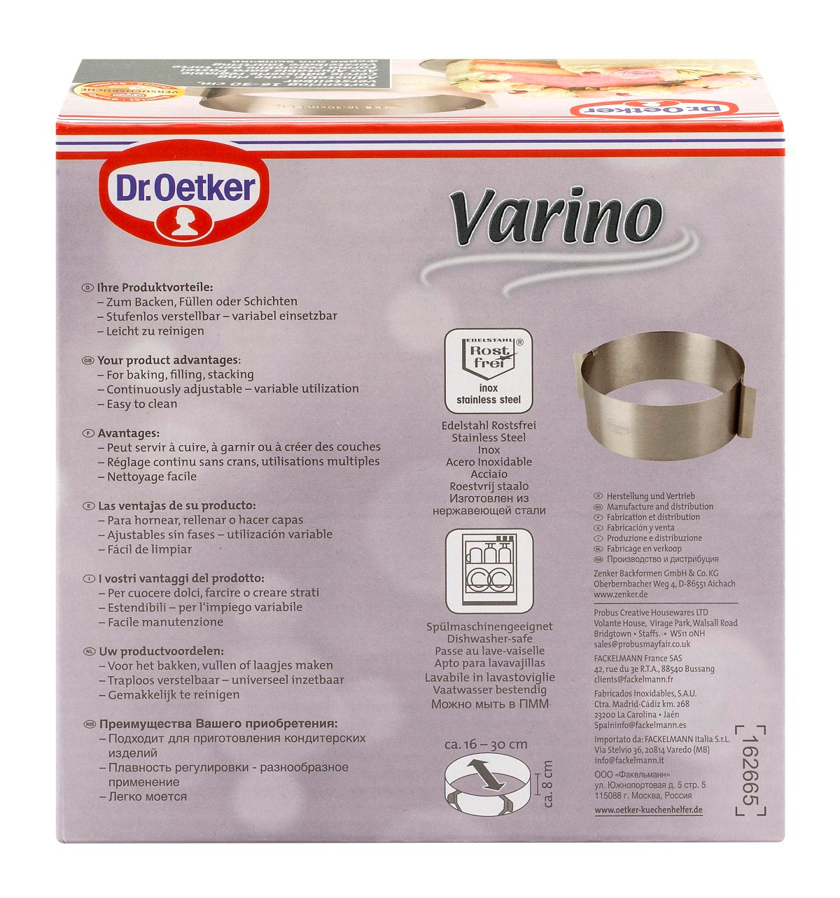 Cercle à pâtisserie en acier inoxydable extensible de 16 à 30 cm Dr. Oetker Varino Dr. Oetker - Mathon - 9