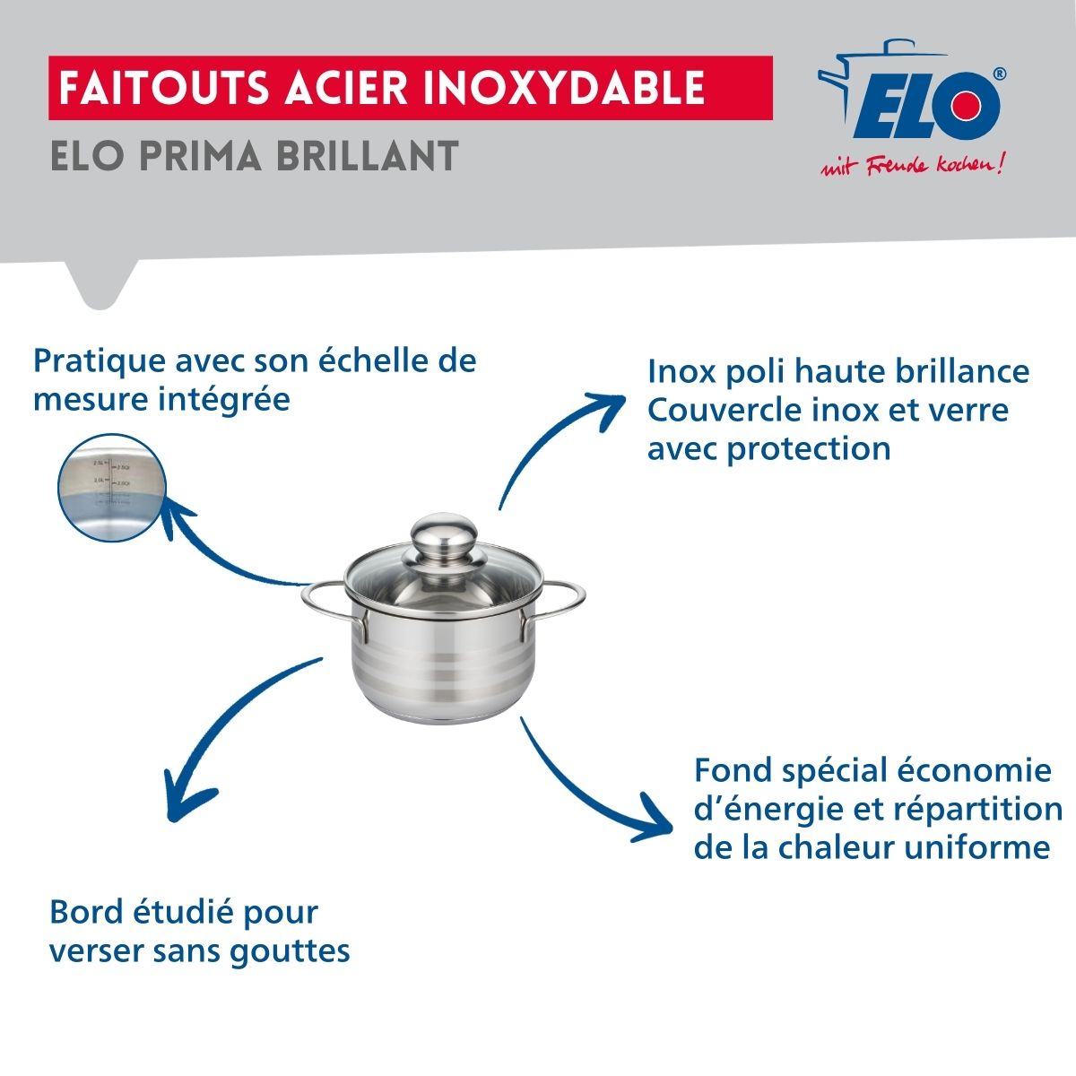 Ensemble de 1 Poêle de cuisson 24 cm et 1 faitout 14 cm  Prima Brillant Elo - Mathon - 3