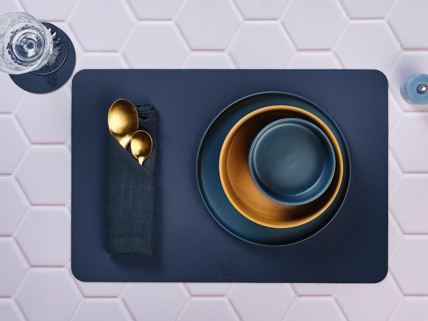 Serviette de table - 6 pièces - Lin et coton bleu nuit Björn - Mathon - 6