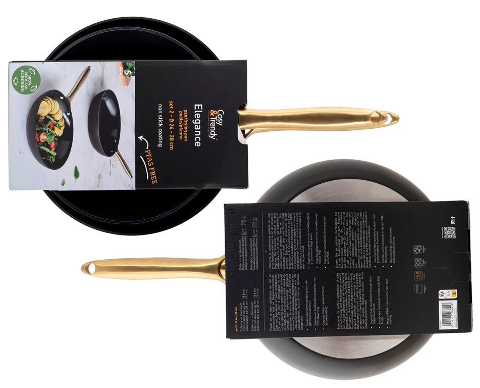 Lot de 2 Poêles en aluminium recyclé anti-adhésives, Elégance, Vert, D24+28 cm Cosy & Trendy - Mathon - 4