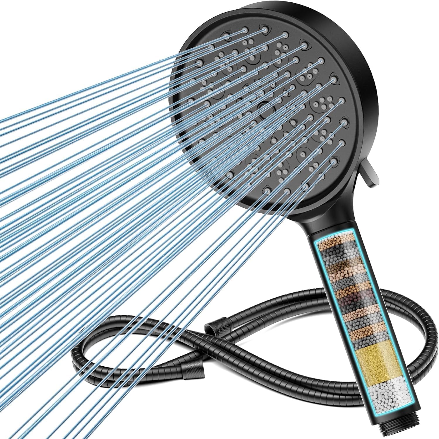 Pommeau de douche filtrant noir 6 modes haute pression Vendos85 - Mathon