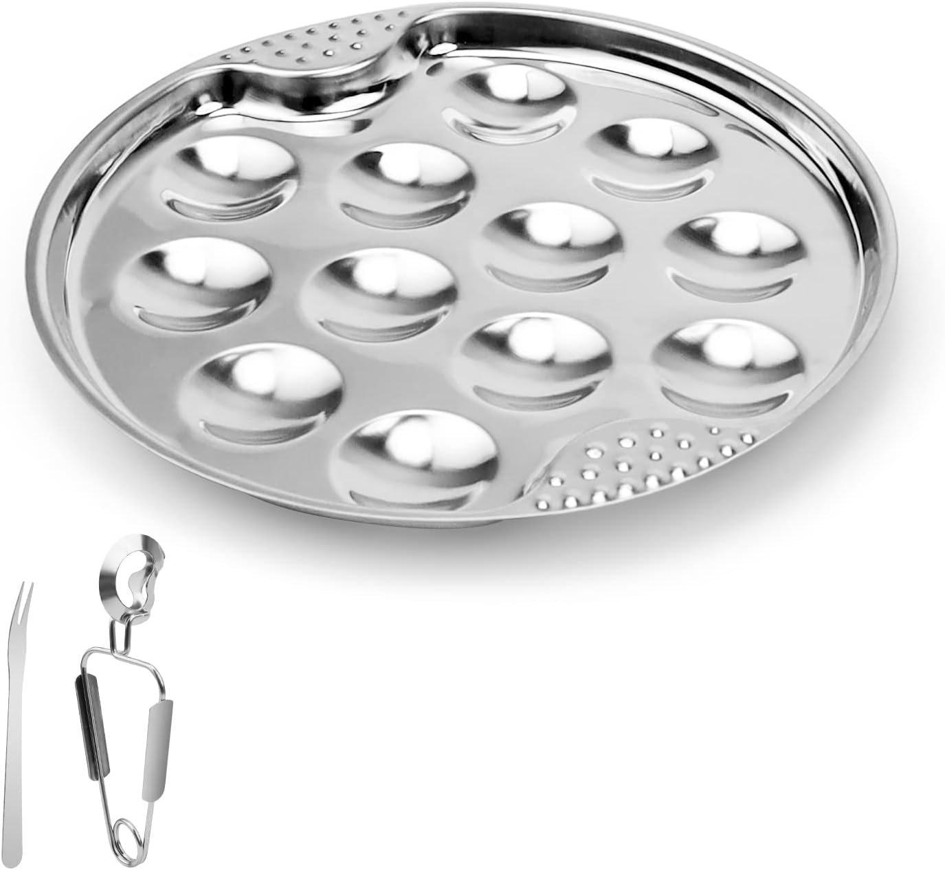 Assiette à Escargots Inox avec Pinces et Fourchettes Vendos85 - Mathon