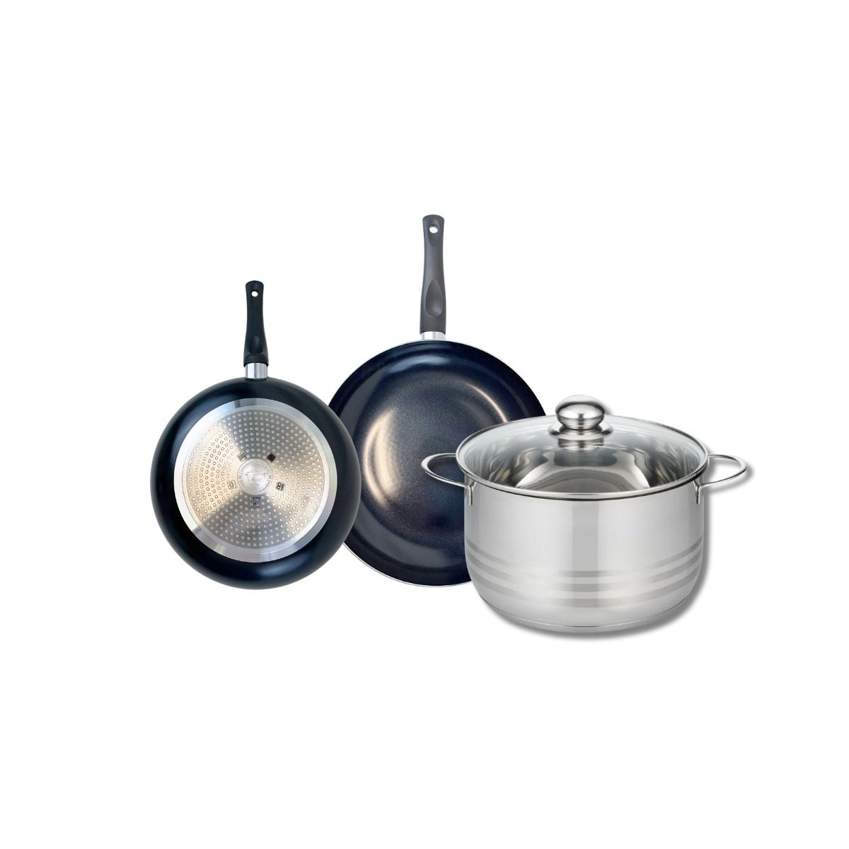 Ensemble de 2 Poêles de cuisson 20 et 24 cm et 1 faitout 24 cm  Prima Brillant Elo - Mathon - 1