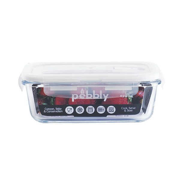 Boîte de conservation en verre borosilicate 850 ml et couvercle en plastique Pebbly - Mathon - 2