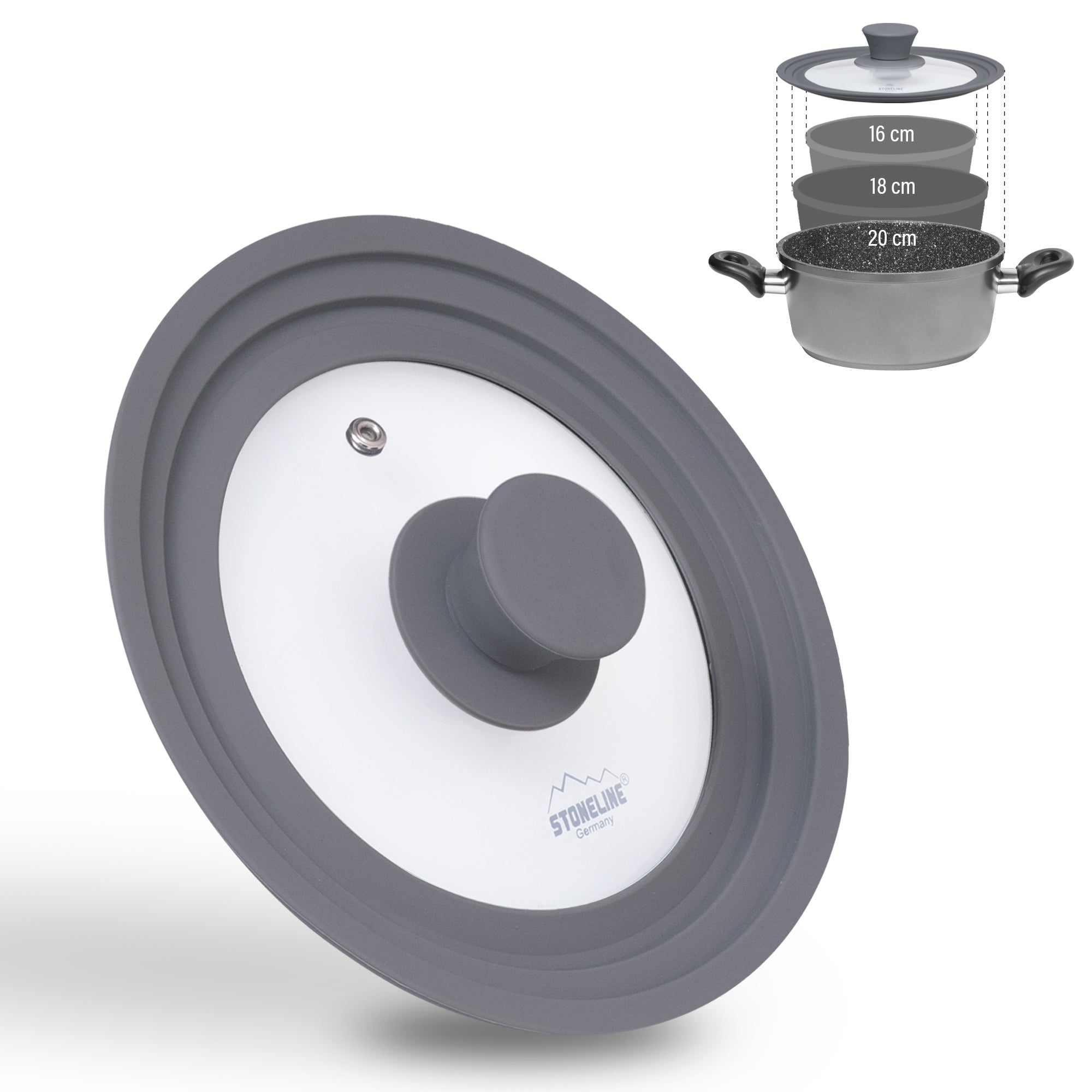 Couvercle en verre universel, pour 16/18/20 cm Stoneline - Mathon - 4
