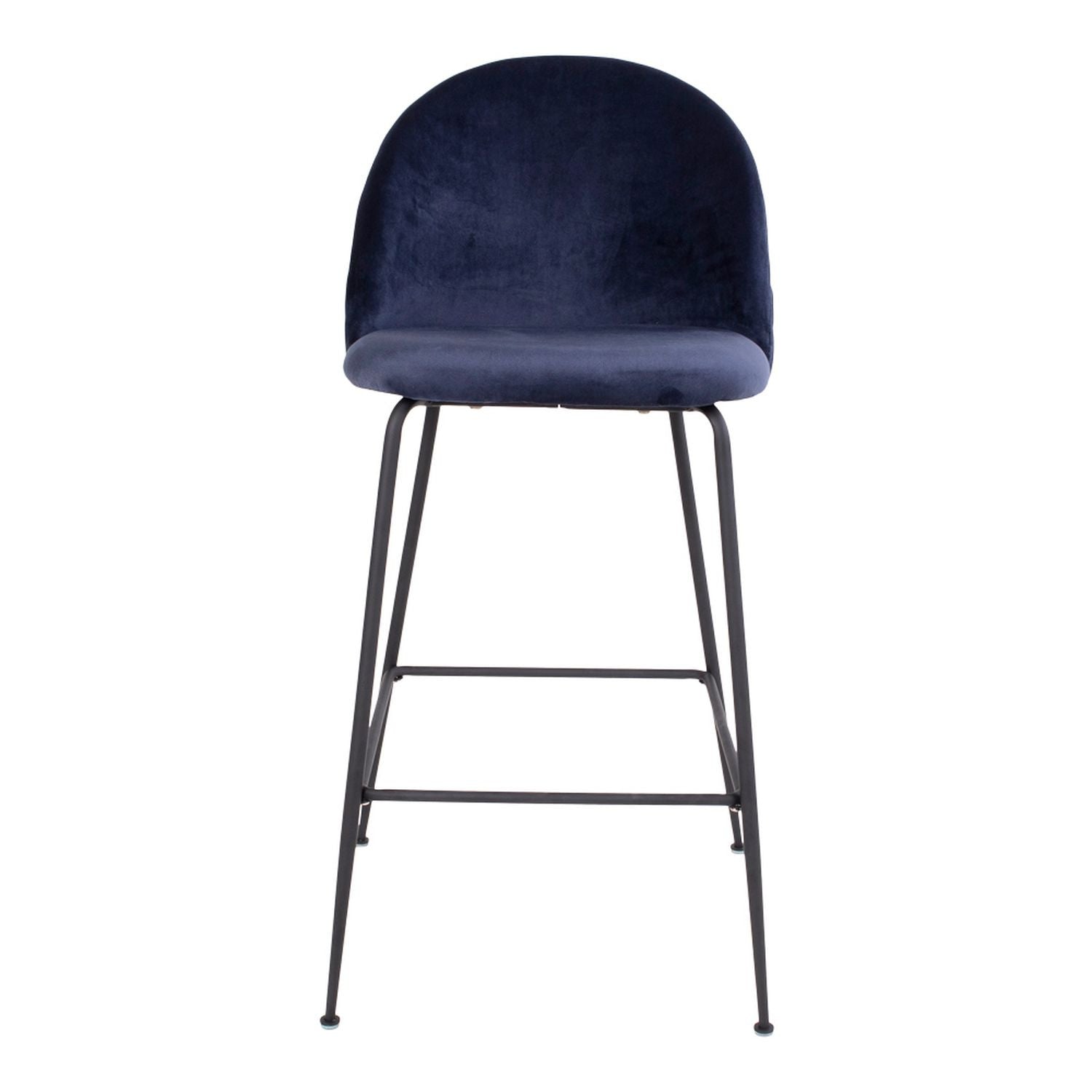 Chaise de bar en velours bleu avec pieds noirs House Nordic - Mathon