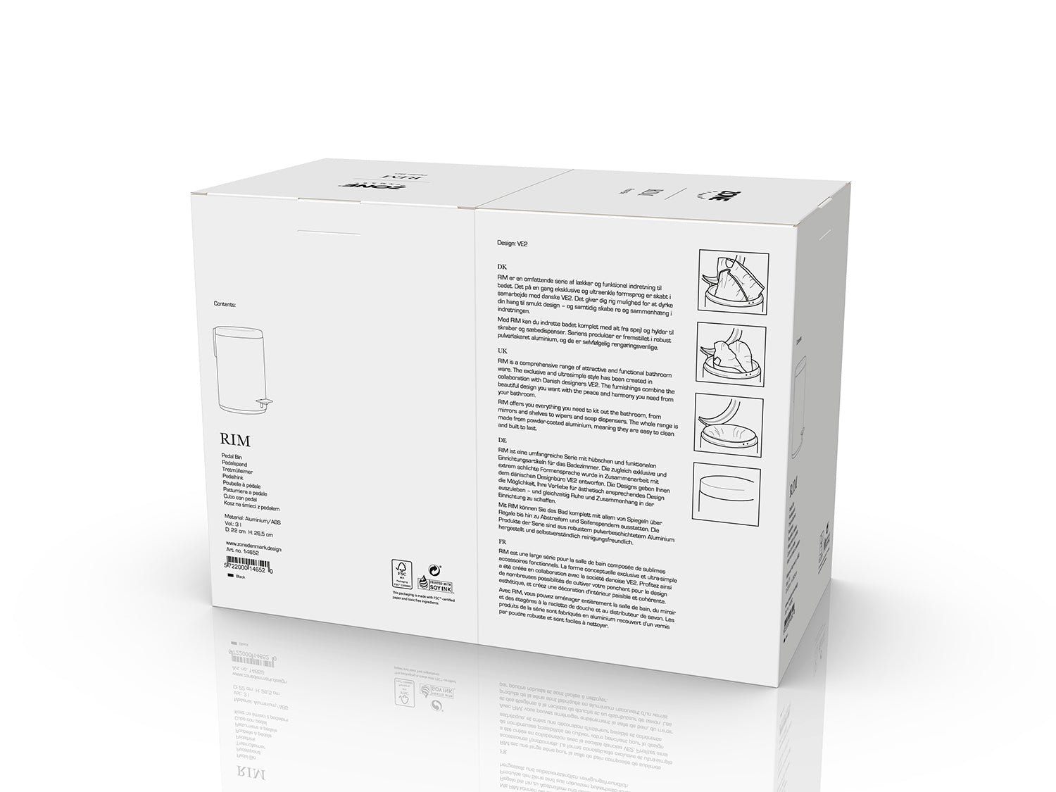 Poubelle à pédale RIM en aluminium et abs Noir Zone Denmark - Mathon - 6