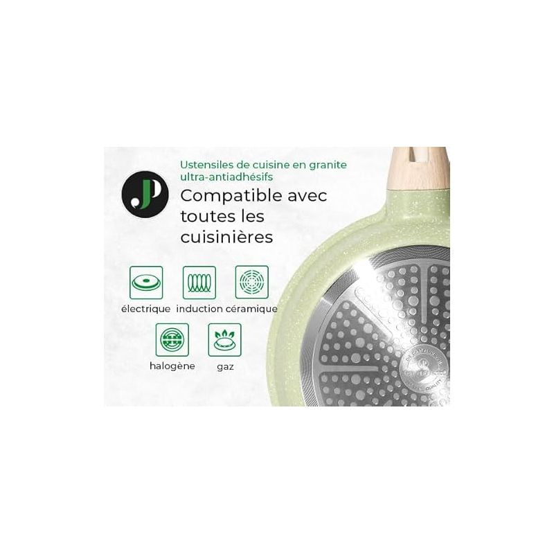 Batterie de cuisine 21 pièces Antiadhésif en Granit vert - Tous feux dont induction Just perfecto JL-723 Just Perfecto - Mathon - 5