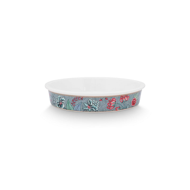 Plat de cuisson rond Flower Festival Bleu clair - 25,5x5cm Pip Studio - Mathon - 1
