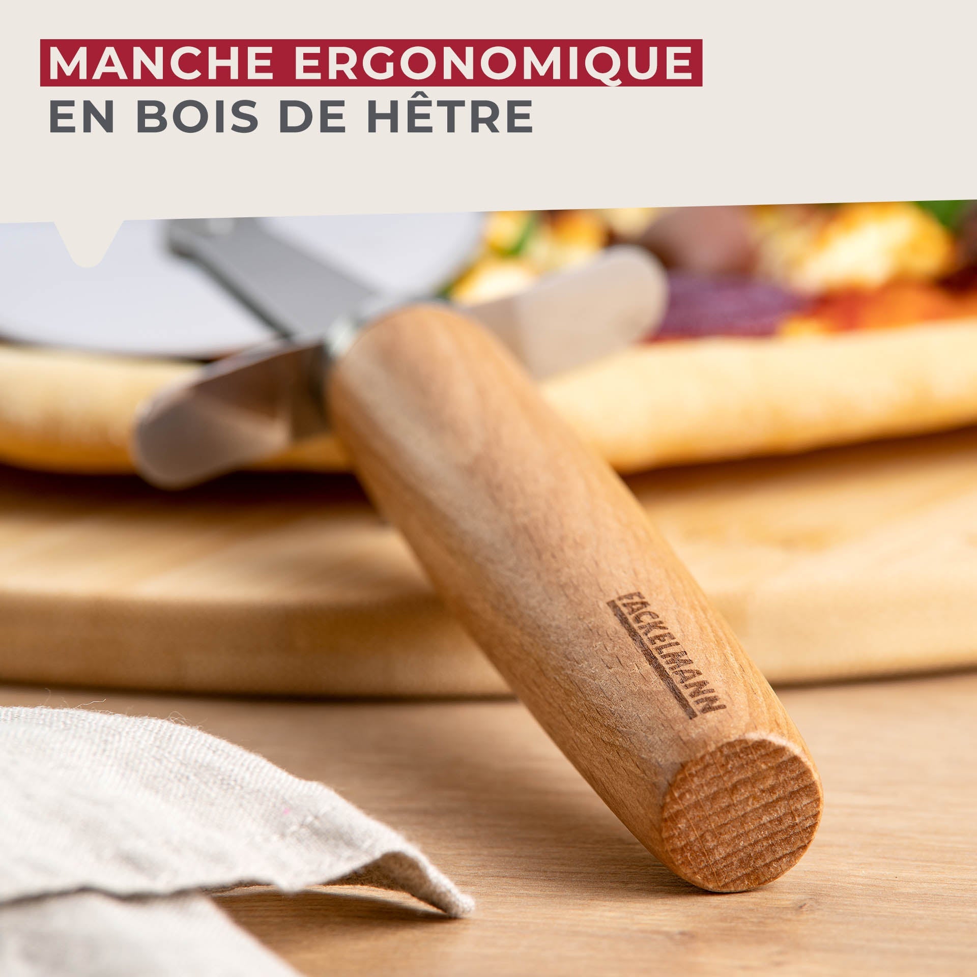 Roulette à pizza manche en bois 31 cm  Pizza & Pasta Fackelmann - Mathon - 7
