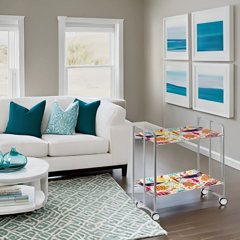 Desserte pliante 2 niveaux avec roulettes – structure gris aluminium, bauhaus Don Hierro - Mathon - 2