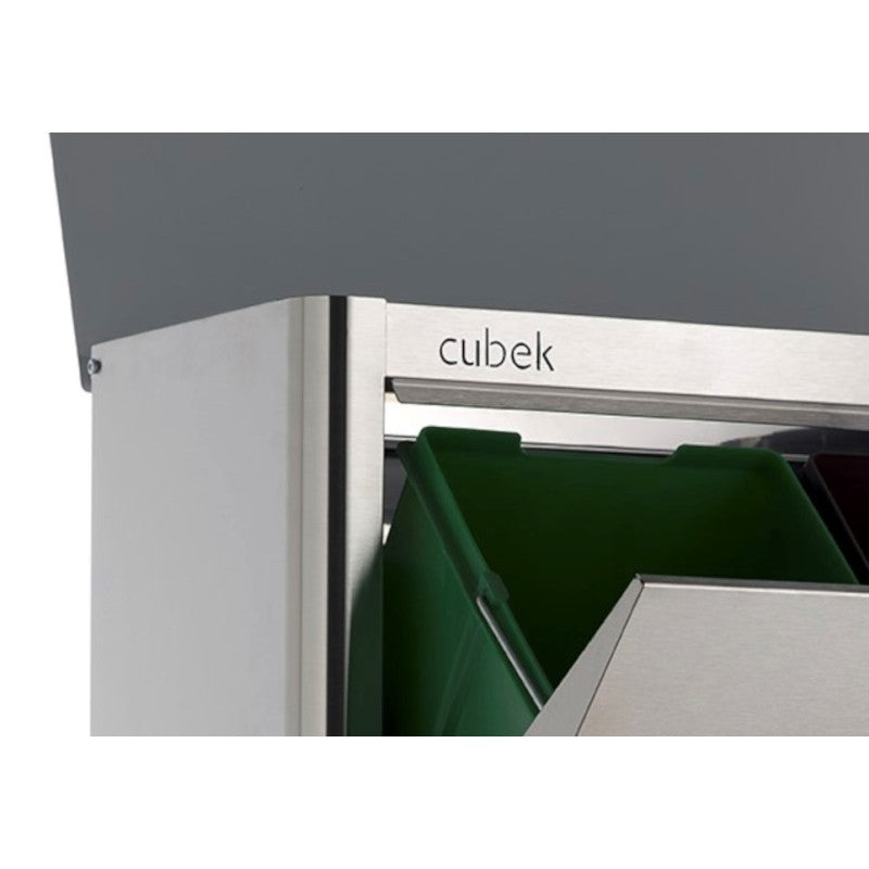 Poubelle de tri sélectif cubek en acier inoxydable. 4 compartiments de 20 litres Don Hierro - Mathon - 5