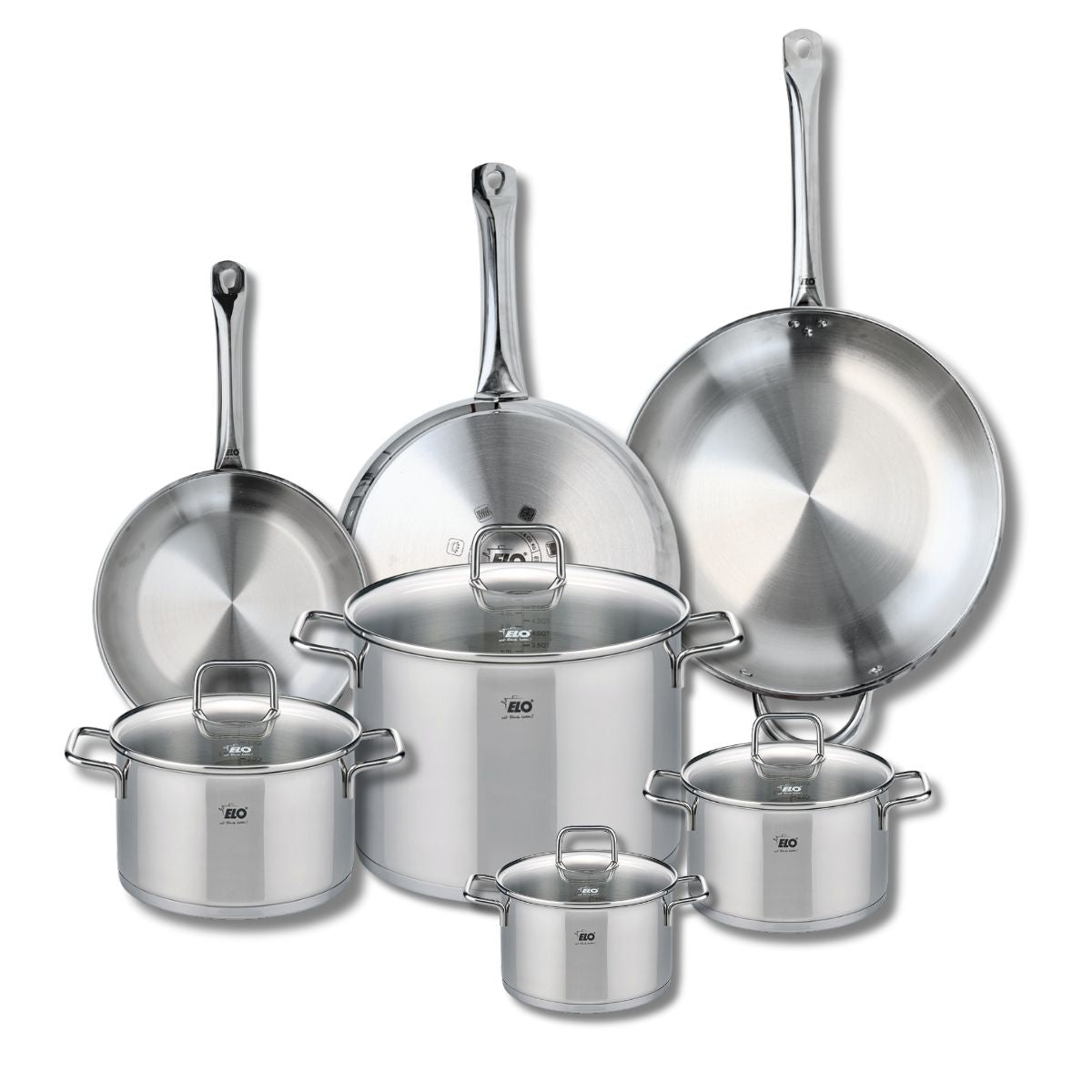Ensemble de 3 Poêles de cuisson 24, 28 et 32 cm et 4 faitouts 14, 16, 20 et 26 cm  Profi Citrin Elo - Mathon - 1