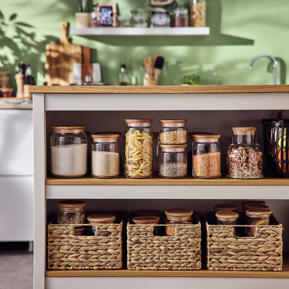 Lot de 3 pots de conservation Pure Jar Wood - Luminarc - En verre avec couvercle hermétique bois - 1,5L + 1L + 0,75L Luminarc - Mathon - 5