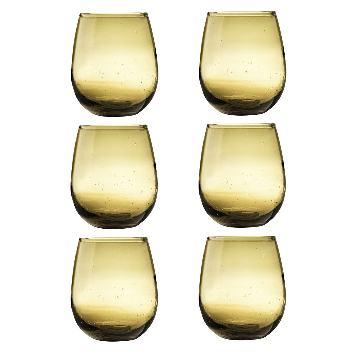 Nour Ambre - Lot 6 gobelets 30 cl en verre recyclé soufflés bouche Médard de Noblat - Mathon - 1