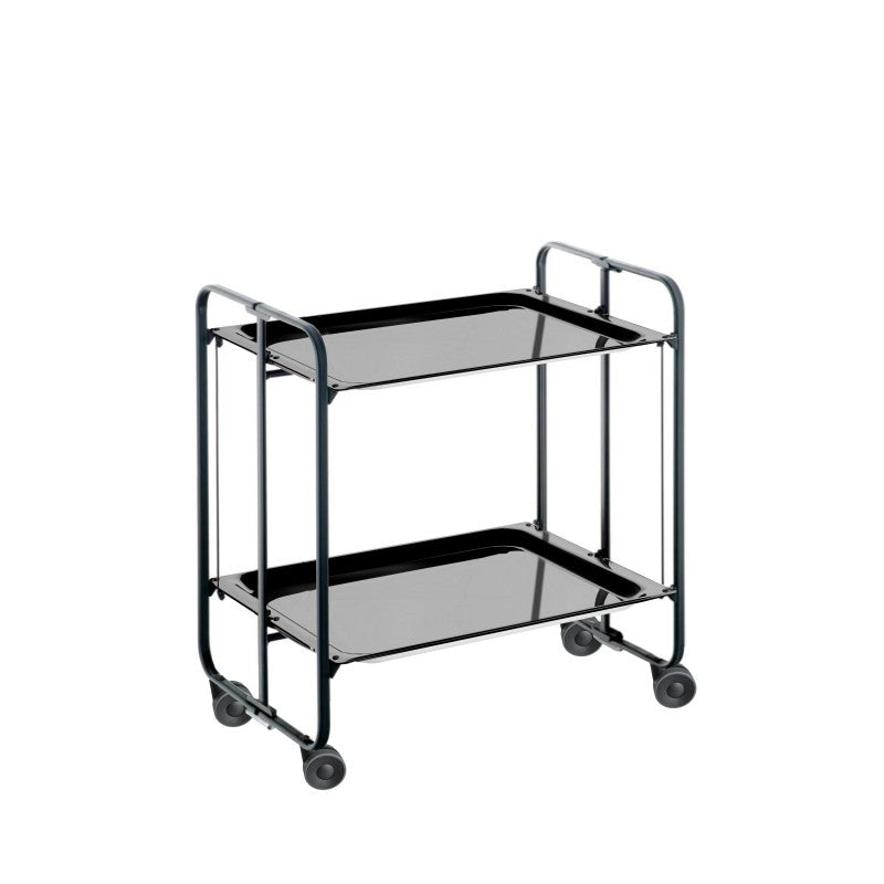 Desserte pliante 2 niveaux avec roulettes – structure noire, bauhaus Don Hierro - Mathon - 1