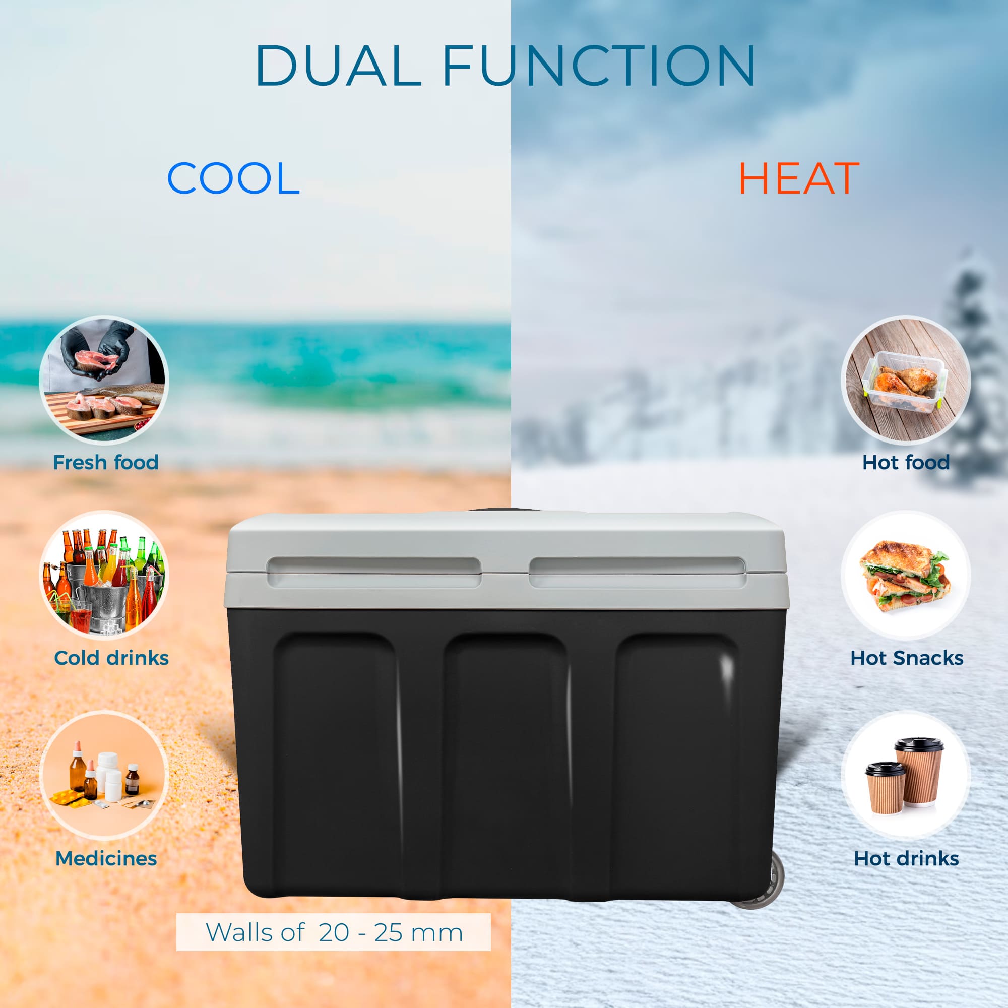 Glacière Électrique portable 40 Litres, 12V / 220 - 240V Voiture et Camping 58  Noir CF1155BLK - Mathon - 3