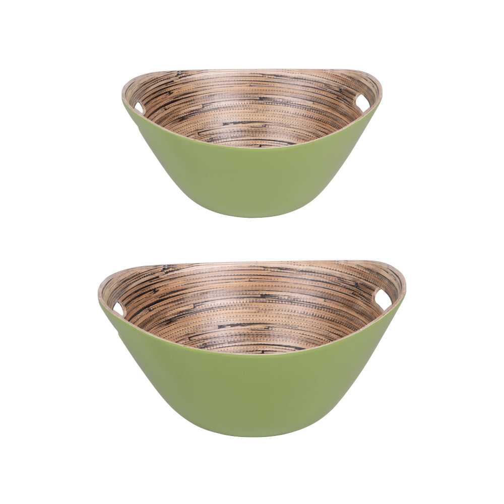 Set de 2 saladiers Bambou verts 30 et 25 cm Table passion - Mathon