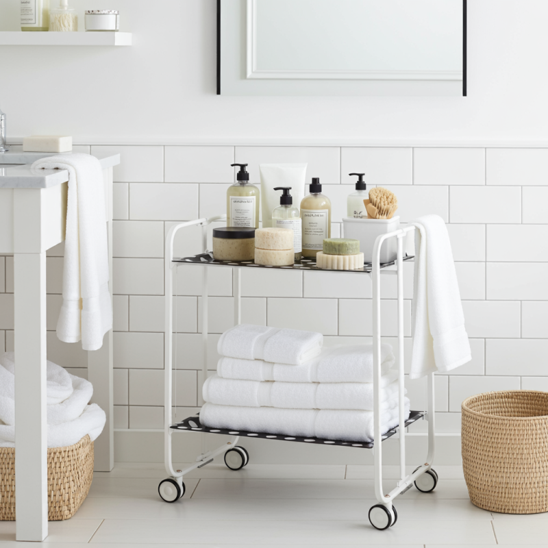 Desserte pliante 2 niveaux avec roulettes – structure blanche, bauhaus Don Hierro - Mathon - 2