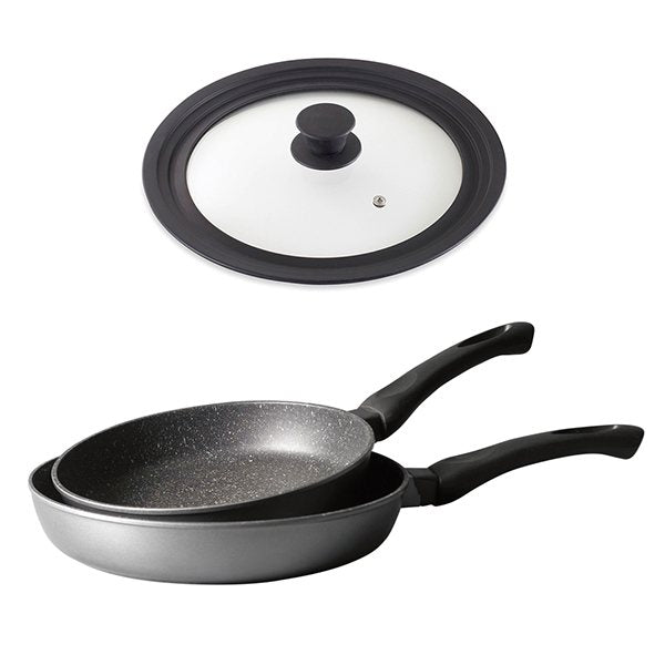 Lot 2 Poêles avec revêtement Dur comme la pierre 24 et 28 cm et Couvercle multidiamètre Mathon - Mathon - 1