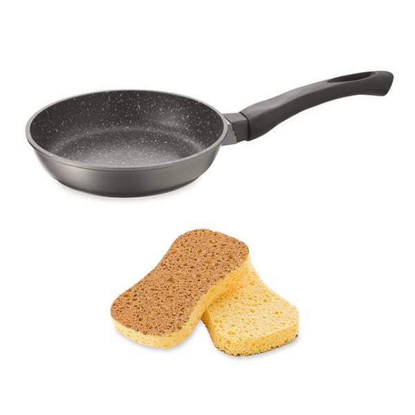 Lot poêle revêtement Dur comme la pierre 24 cm et 2 éponges végétales Mathon - Mathon - 1