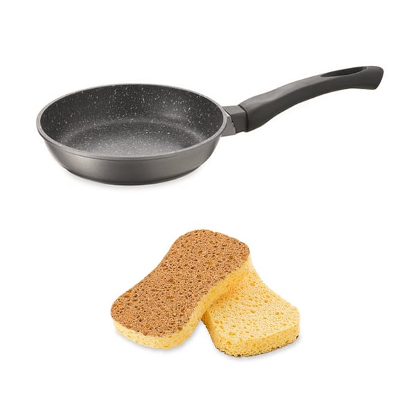 Lot poêle revêtement Dur comme la pierre 20 cm et 2 éponges végétales Mathon - Mathon - 1