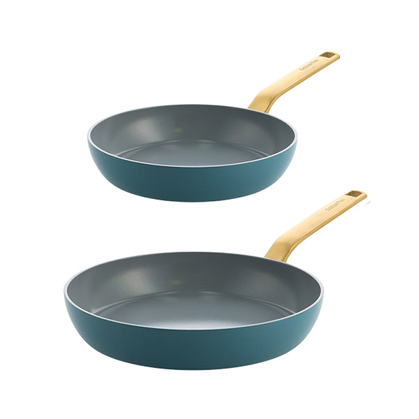 Lot 2 poêles aluminium antiadhésives bleues 24 et 28 cm Evolution Green pan - Mathon - 1