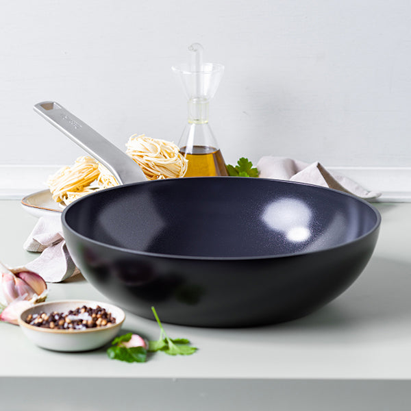 Wok aluminium antiadhésif noir 28 cm Evolution Green pan - Mathon - 2