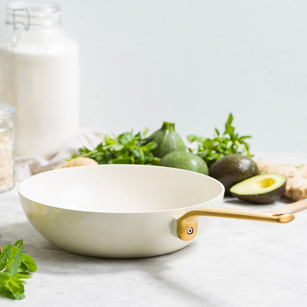 Wok aluminium antiadhésif crème 28 cm Evolution Green pan - Mathon - 2
