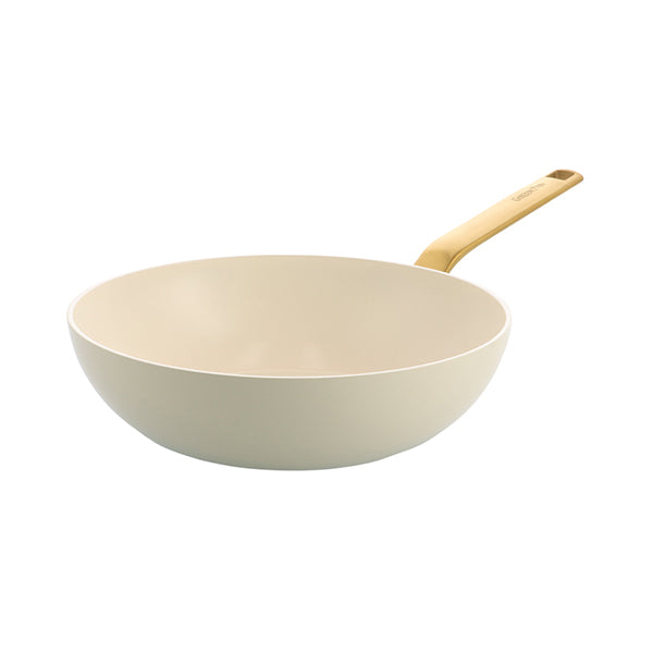 Wok aluminium antiadhésif crème 28 cm Evolution Green pan - Mathon - 1