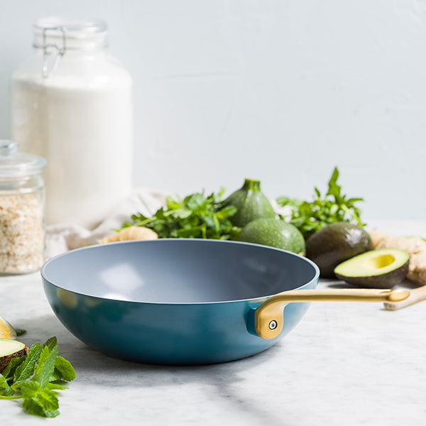 Wok aluminium antiadhésif bleu 28 cm Evolution Green pan - Mathon - 2