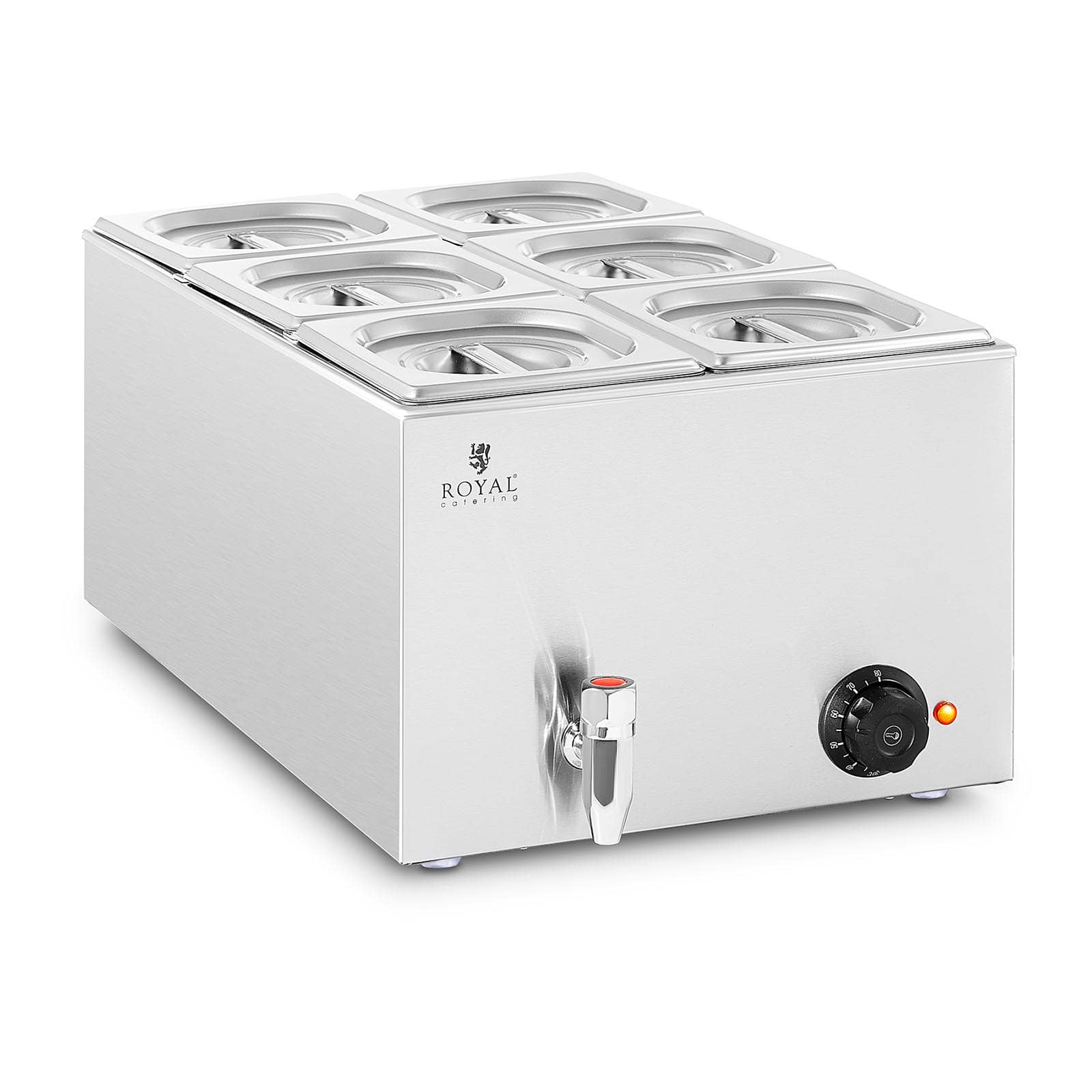 Bain-marie - 600 watts - 6 x GN 1/6 - robinet de vidange 14_0004221 - Mathon - 1