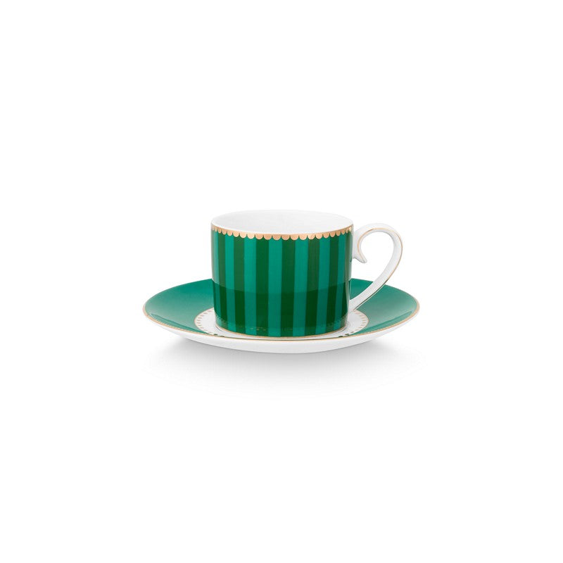 Paire tasse à café (1 tasse + 1 sous-tasse) Love Birds Emeraude/Vert - 125ml Pip Studio - Mathon - 1