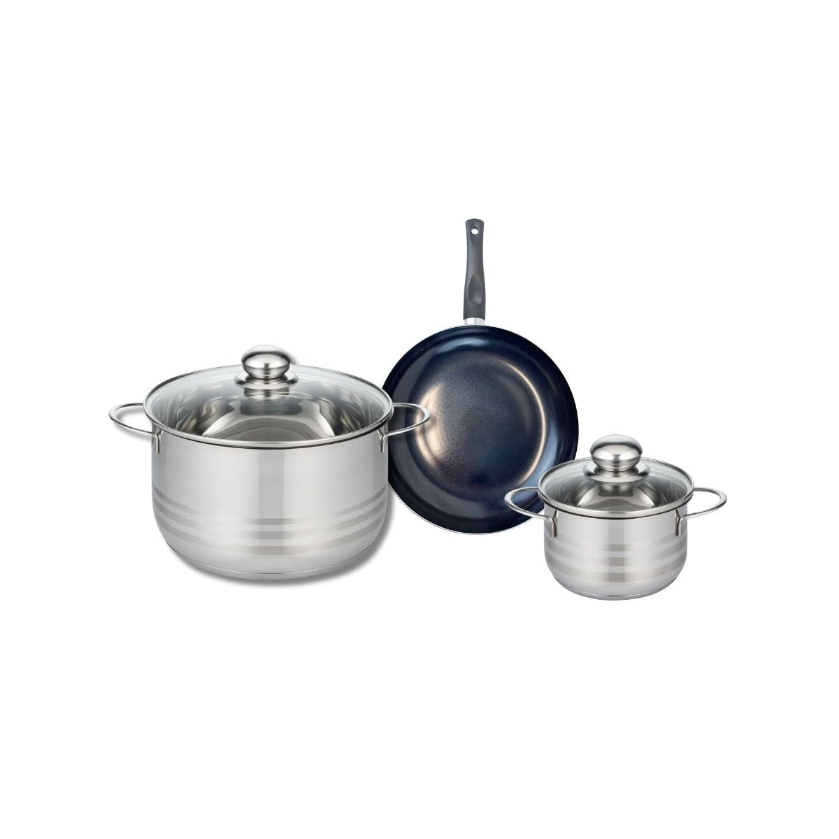 Ensemble de 1 Poêle de cuisson 20 cm et 2 faitouts 14 et 24 cm  Prima Brillant Elo - Mathon - 1