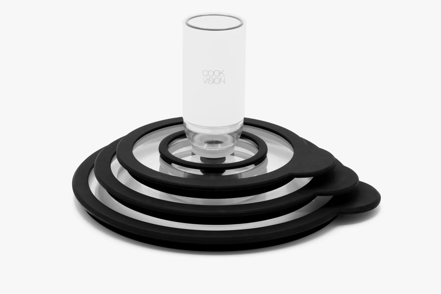 Set de couvercles sous vide en verre 4 pièces, pompe électrique incluse Cookvision - Mathon - 1