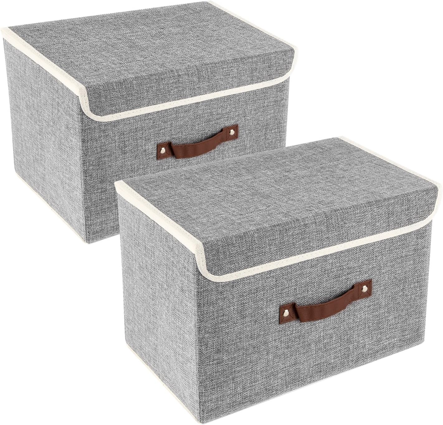 Set de 2 boîtes de rangement pliables grises Vendos85 - Mathon