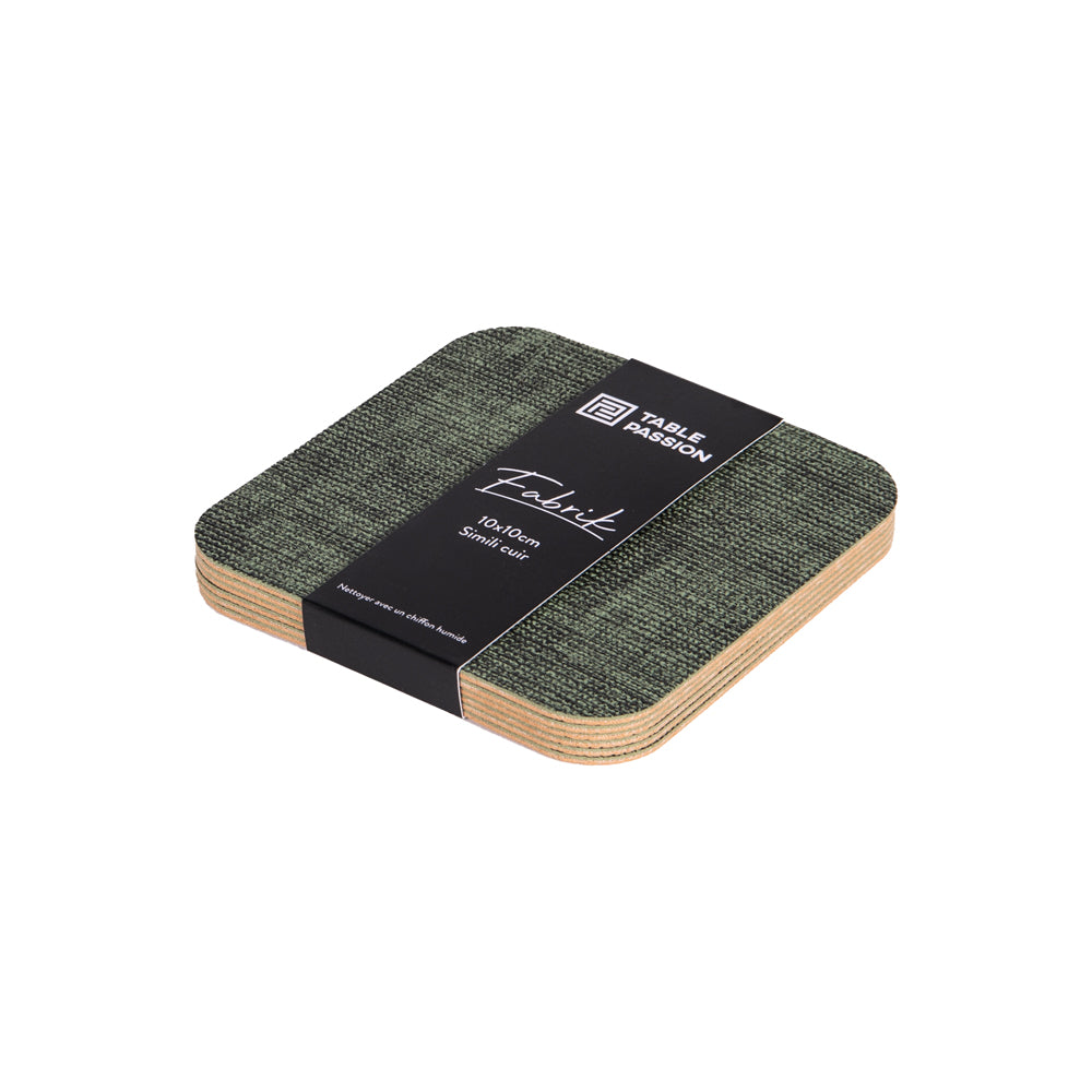 Set de 6 dessous de verre carré vert marron Table passion - Mathon - 2