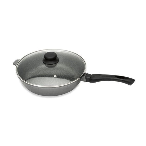 Sauteuse revêtement Dur comme la pierre 24 cm et couvercle en verre Mathon - Mathon - 1