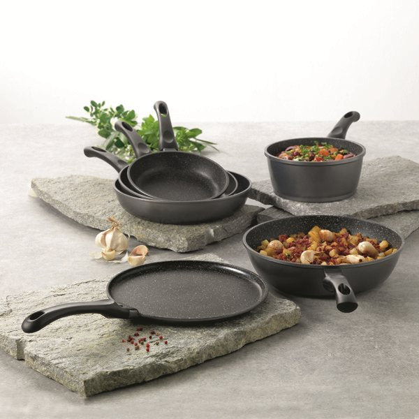 Sauteuse revêtement Dur comme la pierre 24 cm et couvercle en verre Mathon - Mathon - 3