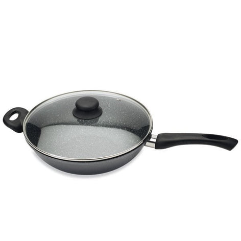 Wok revêtement Dur comme la pierre 28 cm et couvercle en verre Mathon - Mathon - 1