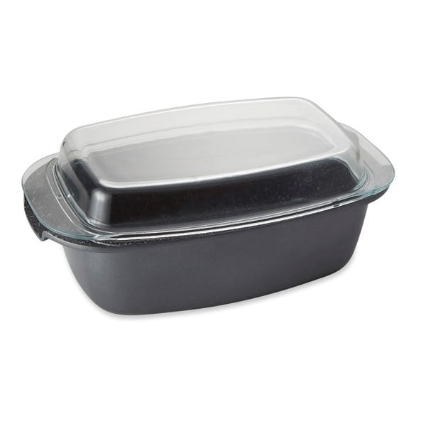 Cocotte rectangulaire revêtement Dur comme la pierre et couvercle en verre 32 cm Mathon - Mathon - 1