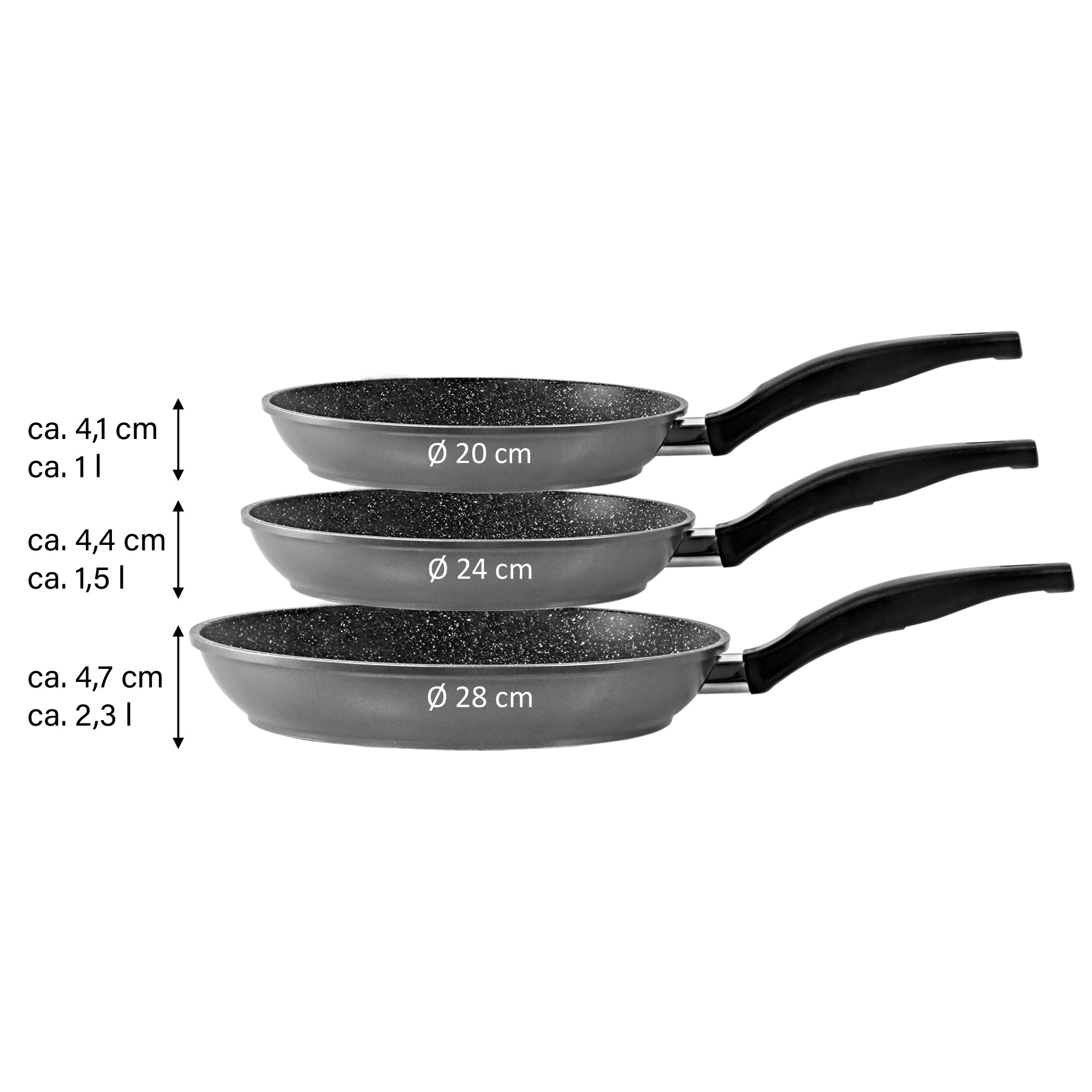 Lot de poêles, 3 pcs 20/24/28 cm Stoneline - Mathon - 4