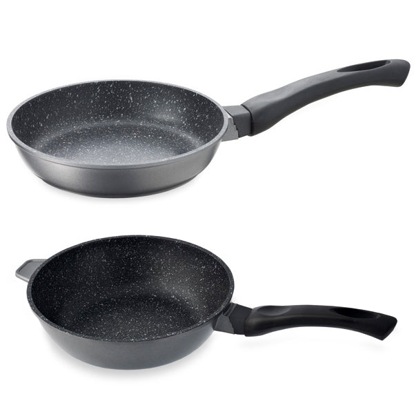 Lot 1 poêle et 1 sauteuse 28 cm Dur comme la pierre Mathon - Mathon