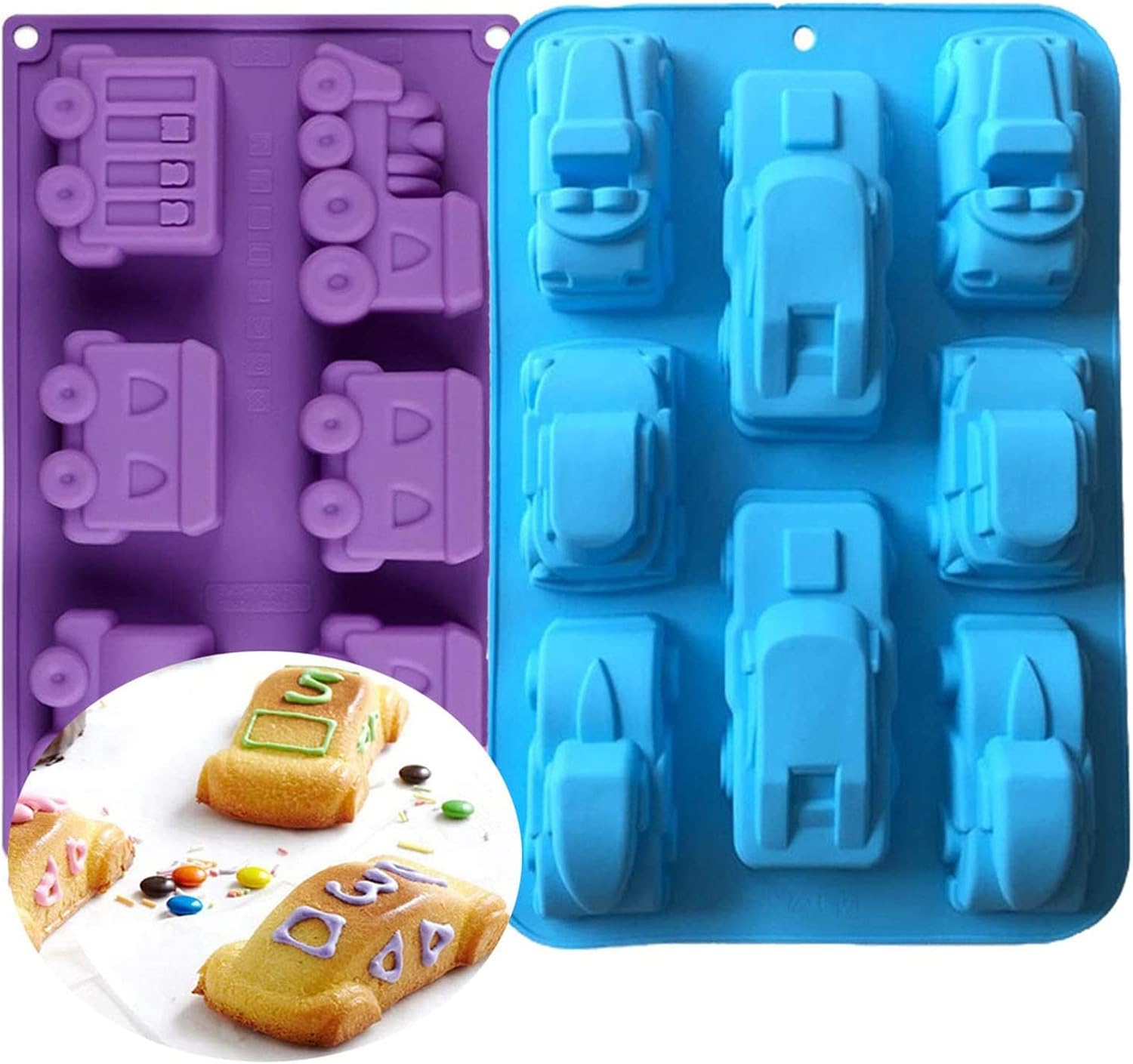 2 Moule en Silicone Pour Muffins, Cupcakes, Brownies, Gâteaux, Cake, Pudding Bleu Foncé Vendos85 - Mathon