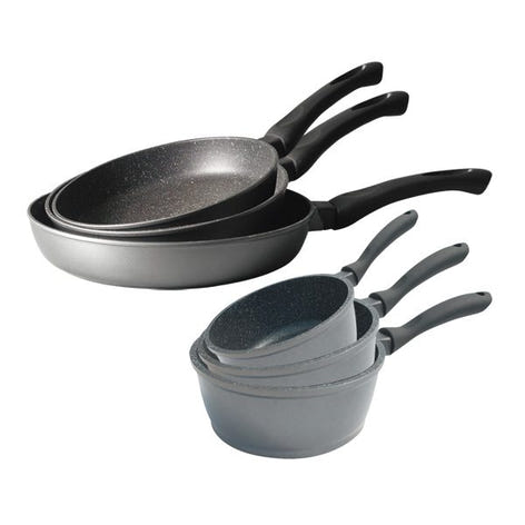 Lot 3 casseroles et 3 poêles revêtement Dur comme la pierre Mathon - Mathon - 1