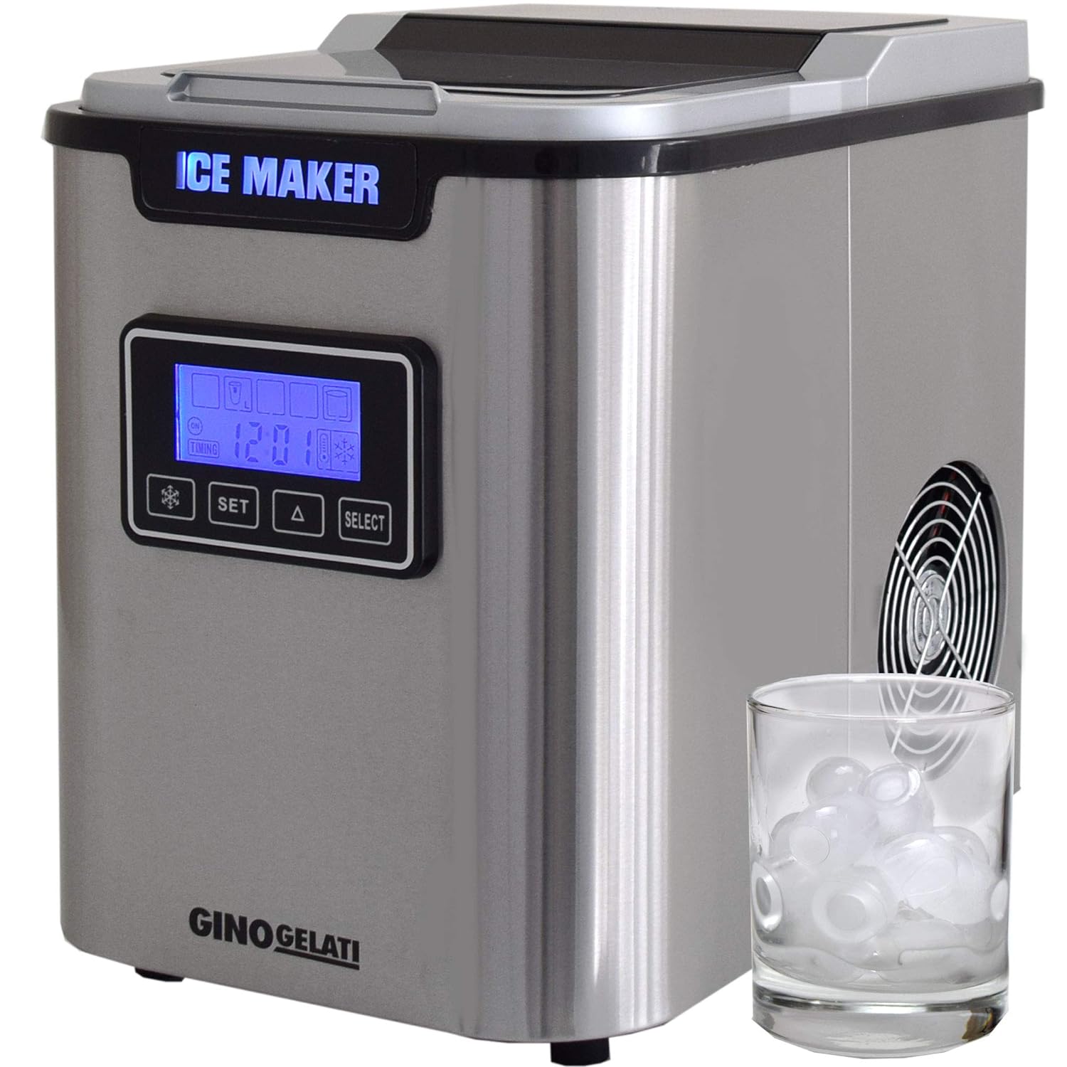 Machine à glaçons numérique en acier inoxydable avec écran LCD Syntrox - Mathon