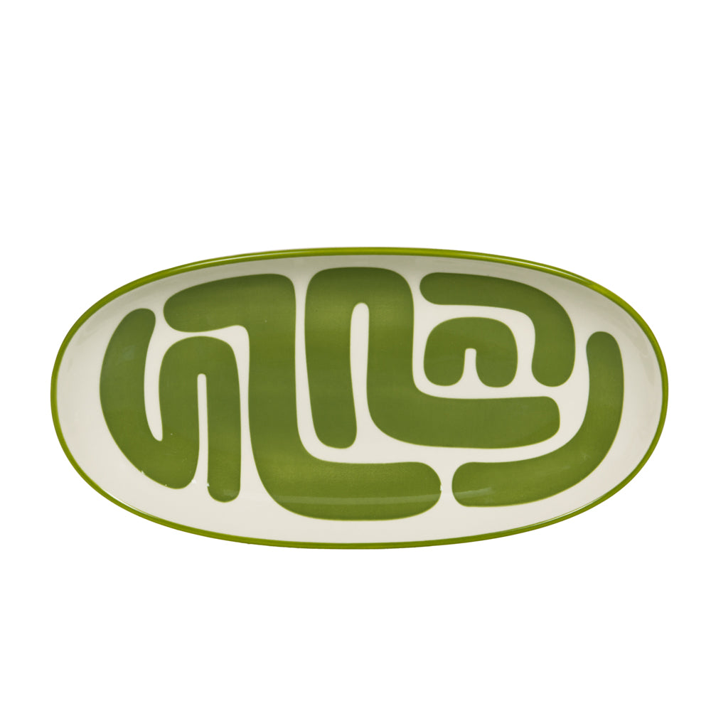 Plat ovale Lulli vert 30x15 cm Table passion - Mathon - 1