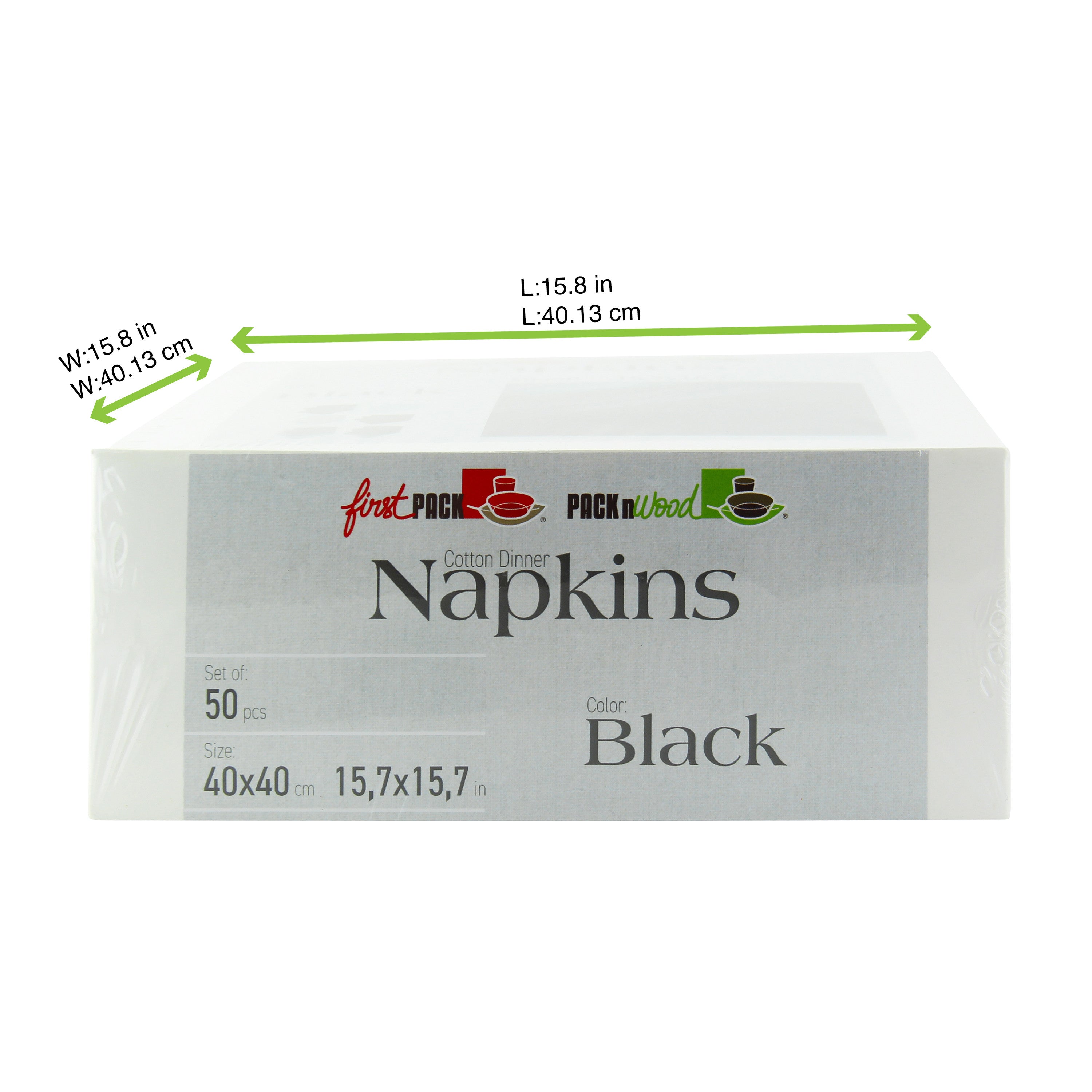 50Pcs - Serviette de table coton noir  400x395mm FirstPack - Mathon - 2