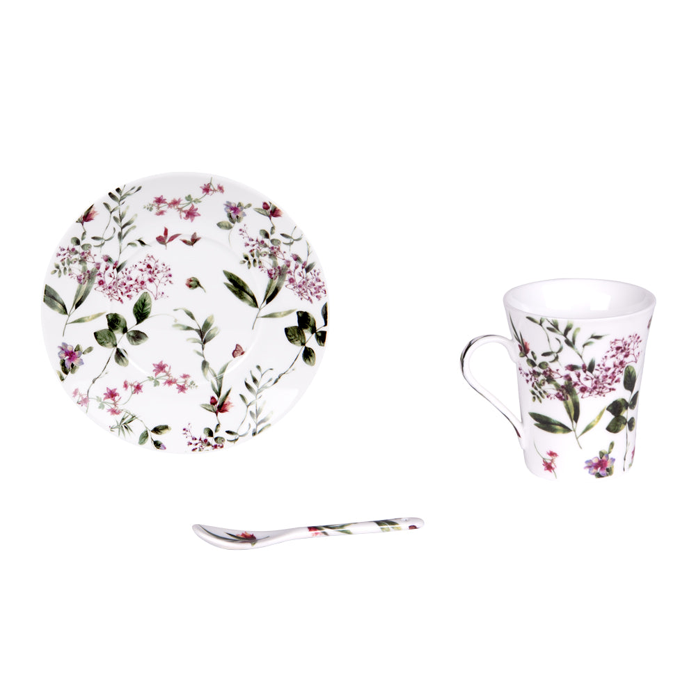 Coffret 4 pièces champêtre avec sous tasses et cuillère 16 cl Table passion - Mathon - 2